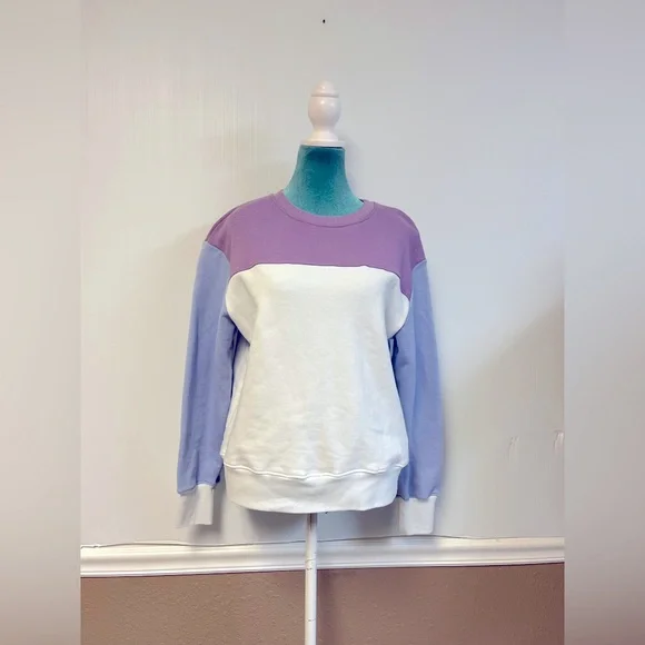Anthropologie Sundry Color Block Sweatshirt Size 0 XS Long Sleeve Pullover